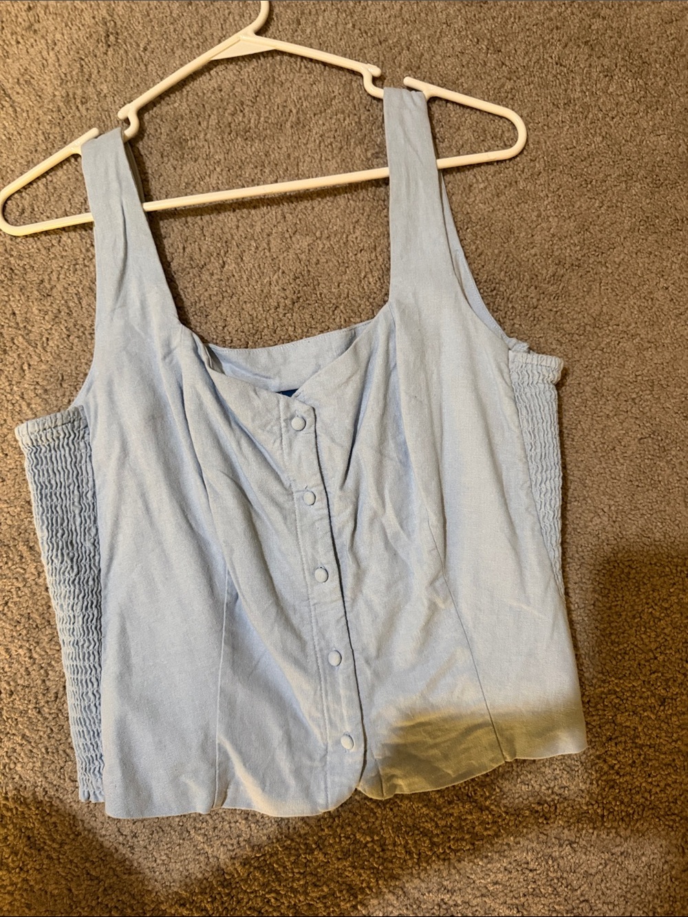 Old Navy Light Blue Button-Front Tank with Smocked Sides